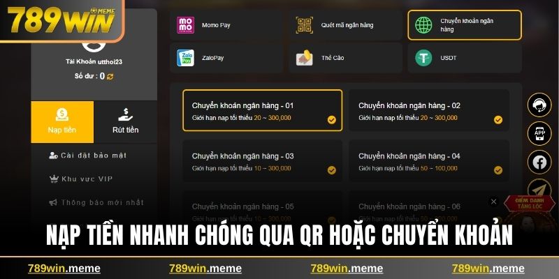Hướng Dẫn Nạp Tiền 789win - Không Lo Lỗi, Tiền Vào Tức Thì - Ảnh 2